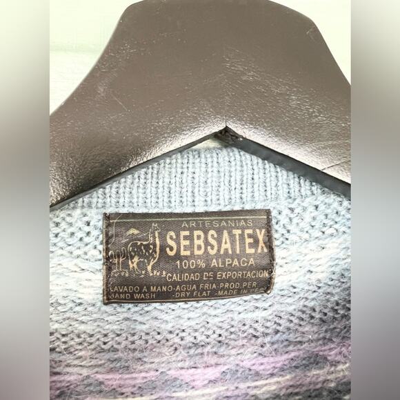 Vintage sebsatex 100% alpaca blue zip up sweater cozy warm fall winter granny - Picture 3 of 7